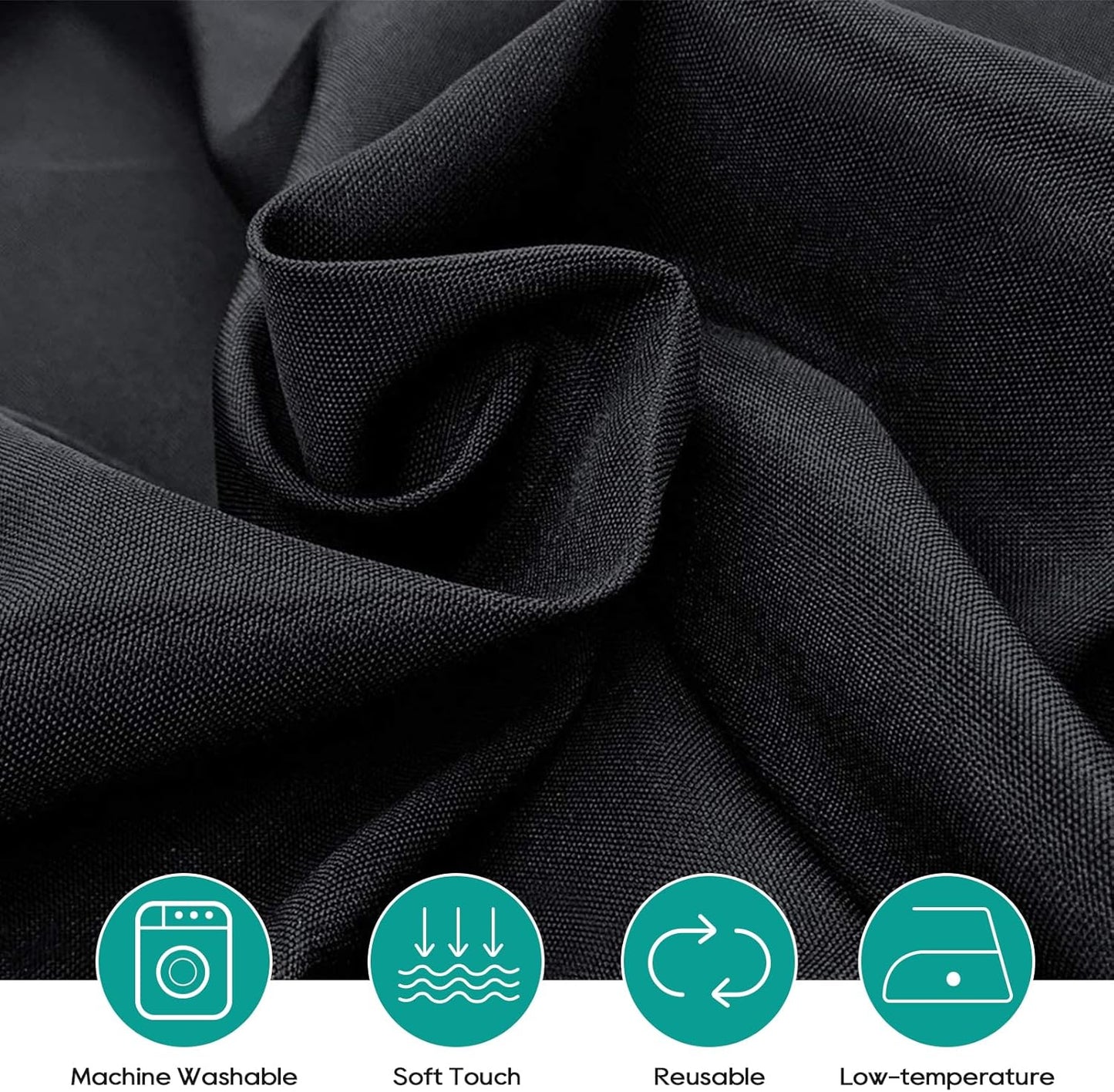 Surmente 132 inch Round Tablecloths -5 Pack Black Round Table Cloths, Polyester Fabric Table Covers for Wedding, Party, Banquet, or Restaurant