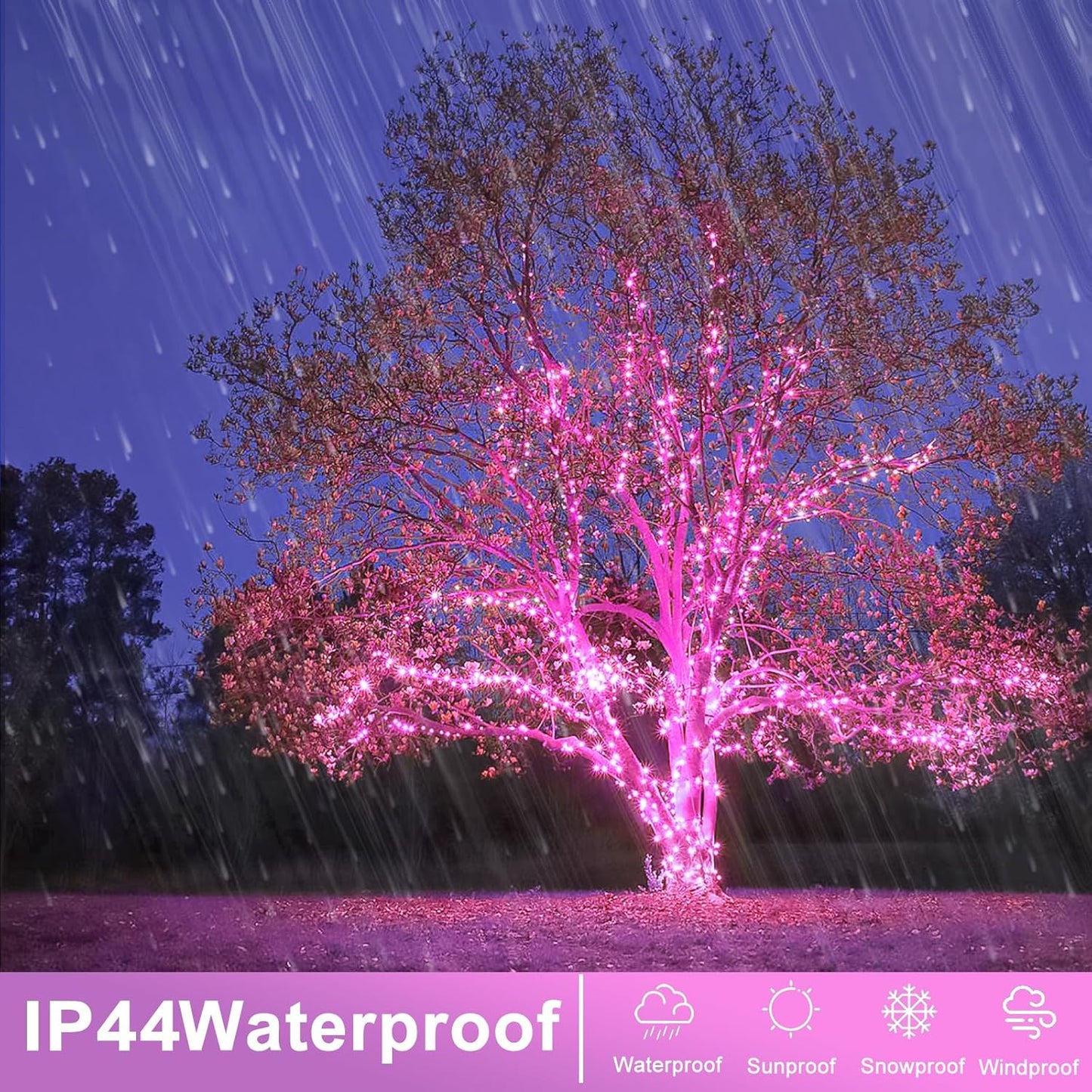 120 LED Pink Christmas Lights, 40ft Pink String Lights with 8 Modes Clear Wire Waterproof, Plug in Fairy String Light for Bedroom Valentines Day Christmas Decorations