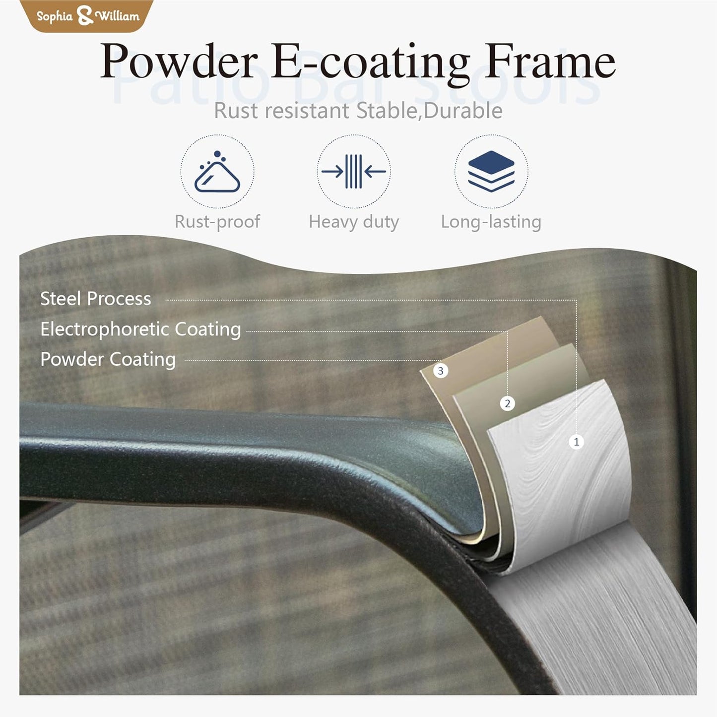 Sophia & William Outdoor Bar Set, Patio Bar Table and Chairs Set, Bar Height Patio Set - 6 x Swivel Bar Chairs(Grey), 1 x Rectangular Bar Table(Black)