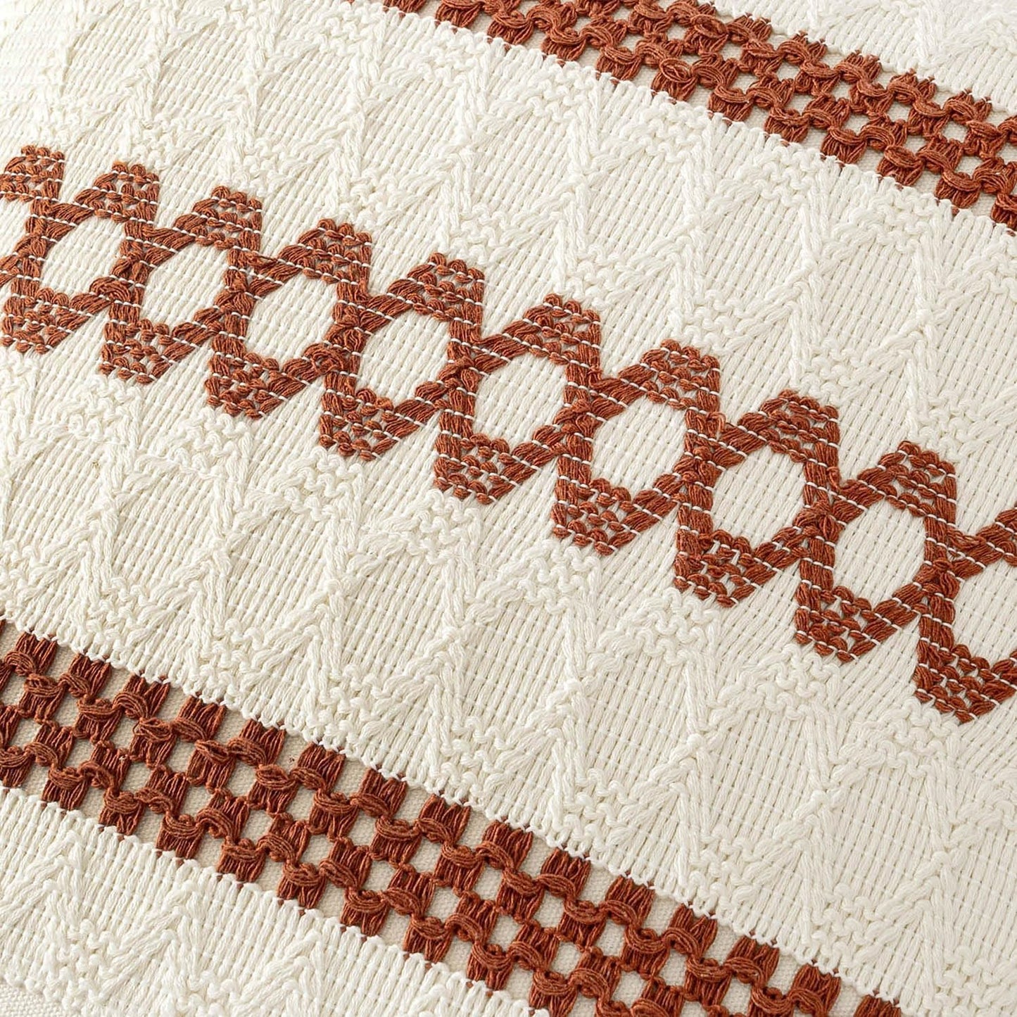 MIULEE Set of 2 Rust Fall Decorative Lumbar Pillow Covers 12x20 Inch Farmhouse Rustic Boho Couch Throw Pillows Modern Cotton Cushion Covers Retro Cute Macrame Woven Home Decor for Bed Sofa Chair