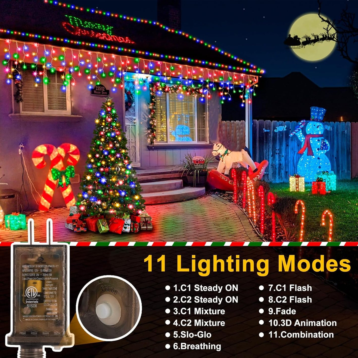 Color Changing Ice Lights, 164FT 1600 LED Outside with 320 Drops, 11 Modes Timer Waterproof Warm White to Multicolor String Lights for Christmas Eaves Party Decorations