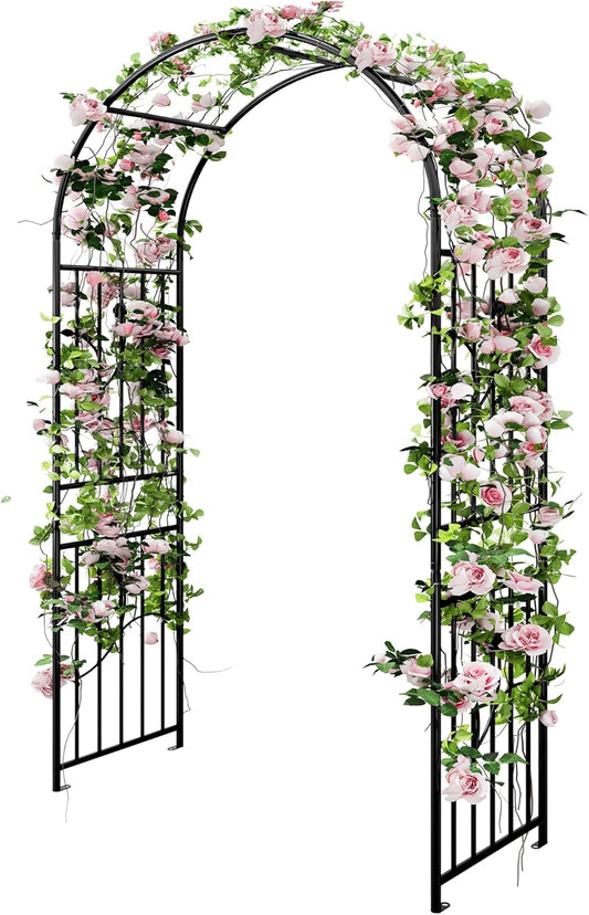 YITAHOME Garden Arch Trellis, Metal Garden Arbor for Climbing Plants Outdoor, Wedding Arches for Ceremony, Black Garden Archway for Lawn, Patio and Backyard