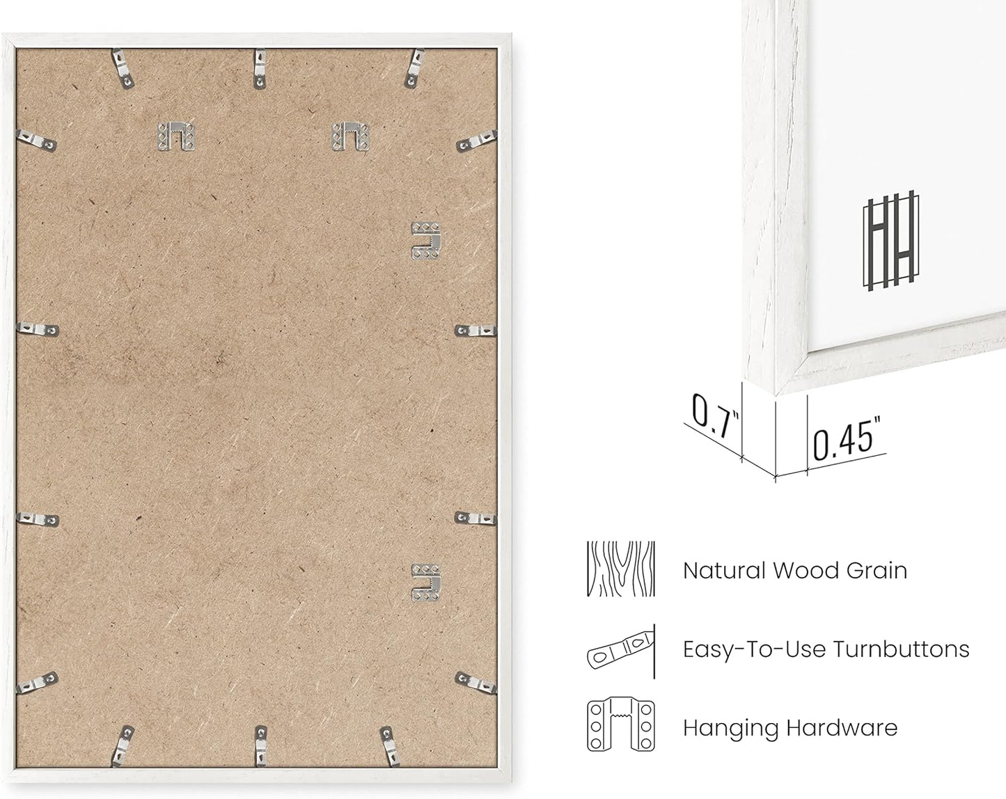 HAUS AND HUES White Poster Frames 24 X 36 Inches - Set of 3 Large Picture 24x36, Frame Sets for Wall Collage 24x36 Wood, Gallery 24x36 (White Oak Frame) 24x36 in