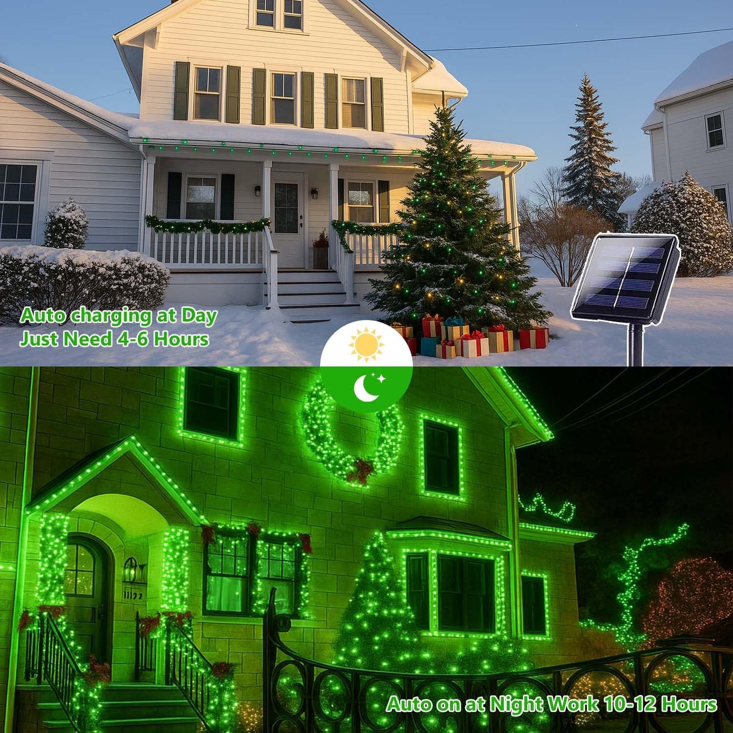 St. Patrick's Day Green Solar String Lights Outdoor, 2-Pack 72FT 400 LED Solar Fairy Lights, Copper Wire Twinkle Light for St. Patrick's Day Decorations Bedroom Party Garden Patio Tree (Green)