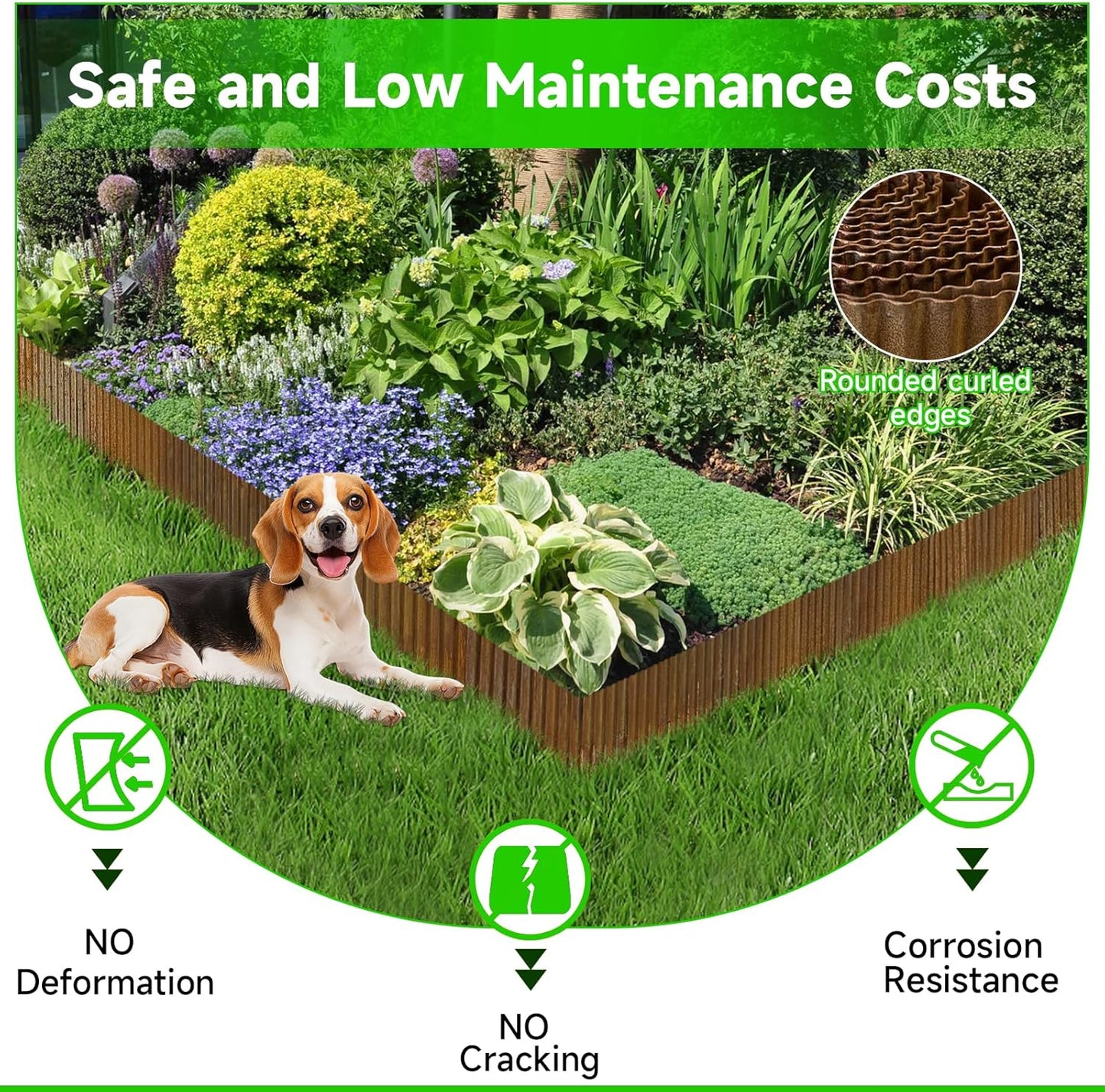 Corrugated Garden Edging,6"×40Ft Pre-Rusted Landscape Edging & Lawn Edging Border,Metal Garden Border for Flower Beds,Garden,Lawn,Raised Beds & Tree Surrounds