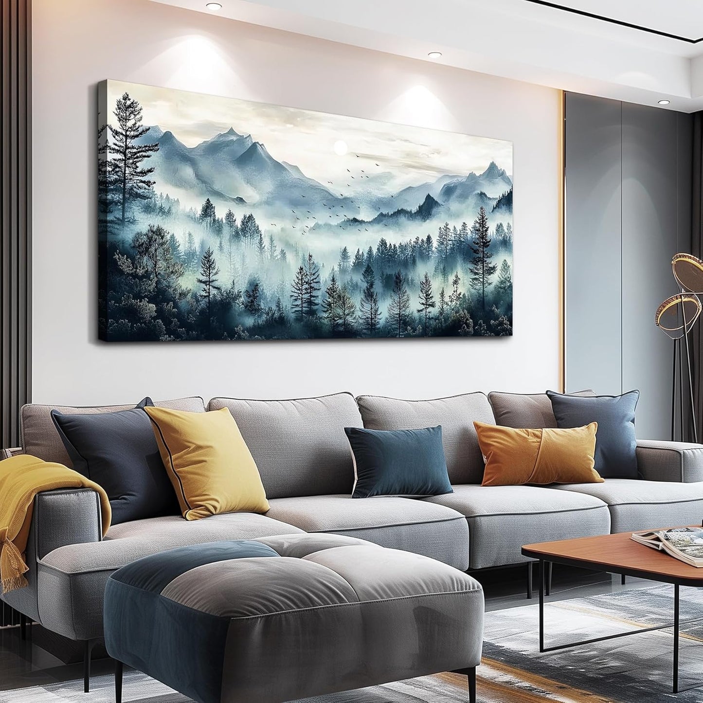 Canvas Wall Art for Living Room Wall Decor for Bedroom Office Wall Decoration Foggy Forest Painting Artwork Room Aesthetic Home Decor 20x40 in