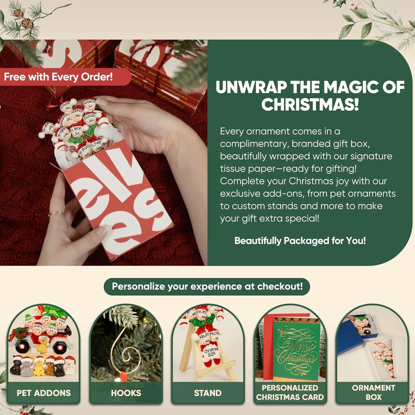 3D Snowman Family of 3 Christmas Ornament 2025 Personalized Family Christmas Ornaments 2025 | Santa Hat Personalized Tree Ornaments Customizable Gifts North Pole Winter Scarf Snowmen of Three Ornament