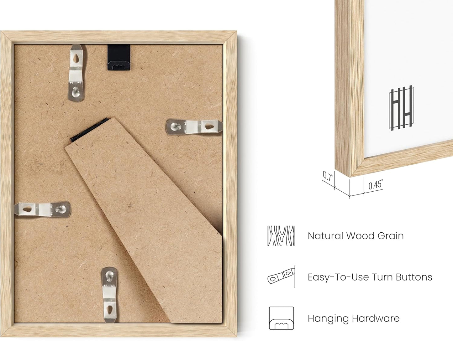 HAUS AND HUES 6x8 Natural Oak Wooden Picture Frame - 6x8 Poster Frame - Premium Oak, Vertical Hang, Shatterproof Plexiglass - Ideal for Home, Room, Office (6x8 in, Natural Oak)