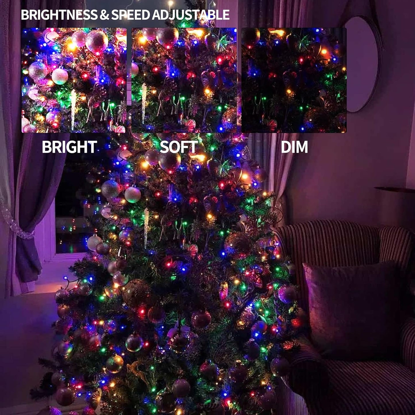 Dazzle Bright Color Changing Christmas Lights, 66ft 200 LED RGB String Lights with Remote & Timer, Fairy Lights for Indoor Outdoor Xmas Tree Party Wedding Christmas Decorations