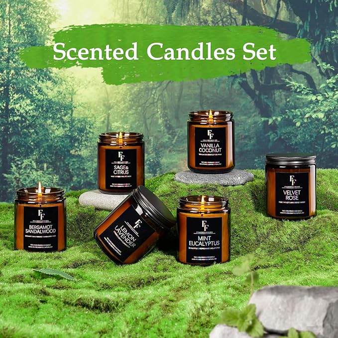 Scented Candles Set, Soy Wax Candles 6 Pack 42 Oz Aromatherapy Candles Gift Set for Women Men (Sage/Vanilla/Lemon/Sandalwood/Mint/Rose