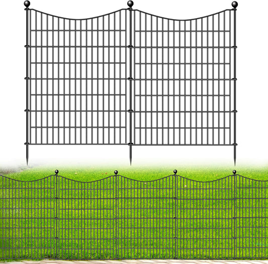 5 Panels No Dig Dog Fence Outdoor for Yard, 40 in(H) X 12 ft(L) Decorative Tall Garden Fence Animal Barrier, Rustproof Metal Wire Garden Edging and Borders, Temporary Fencing Stakes