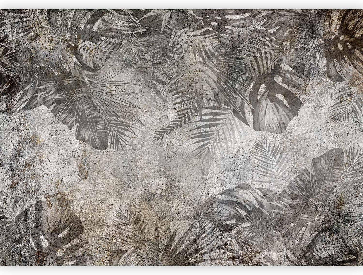 artgeist Wall Mural Tropical Leaves 98x69 in - XXL Non-Woven Wallpaper Fleece Wall Decor Photo Print Picture Image Design Landscape Palms Leaves Monstera Grey b-C-0825-a-a