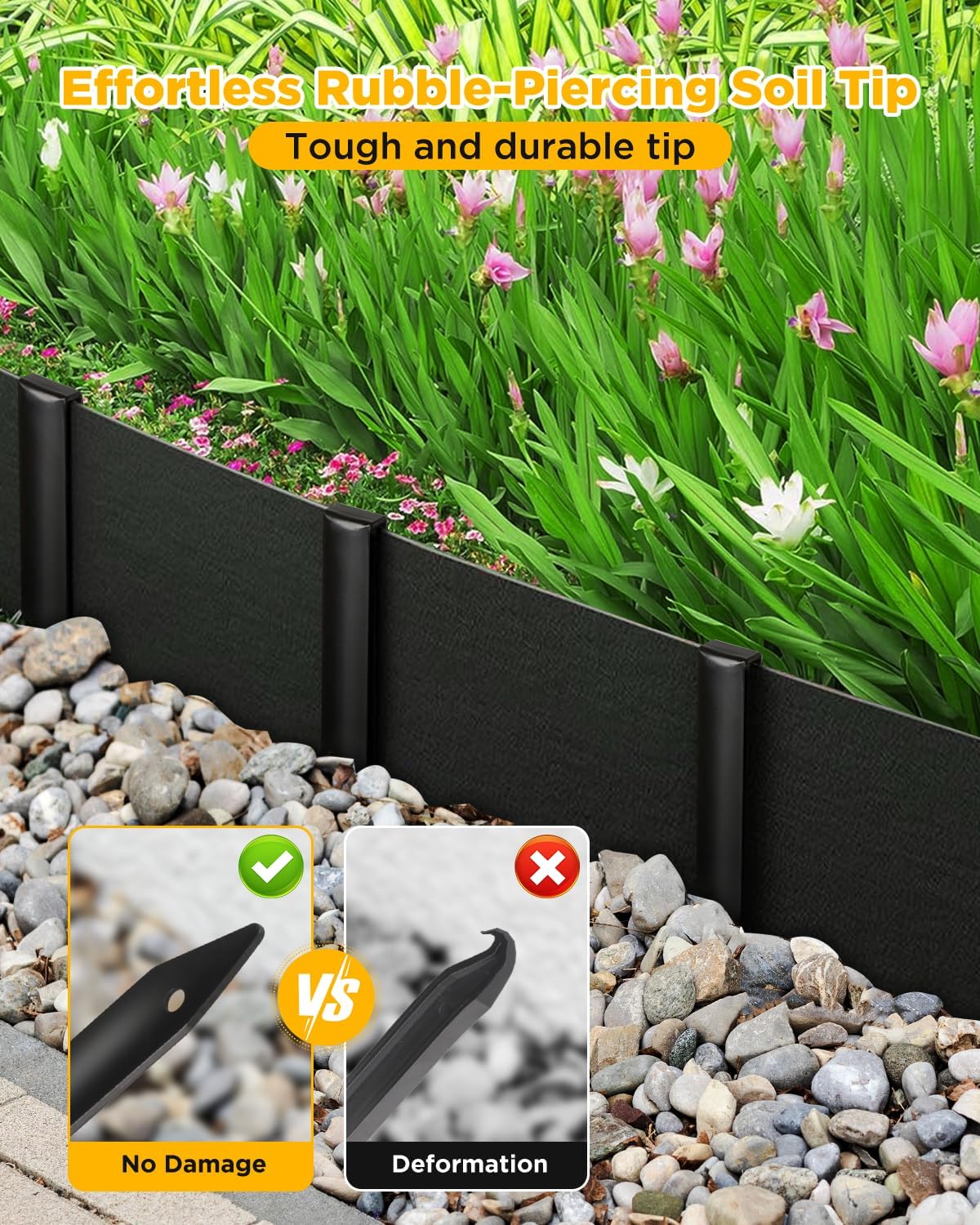 Landscape Edging Metal Stakes - 60 Pcs, 10 Inch Garden Landscape Stakes, High Carbon Steel Landscape Anchoring Stakes for Flowerbed Edging, Outdoor Tent and Landscape Edging Coil