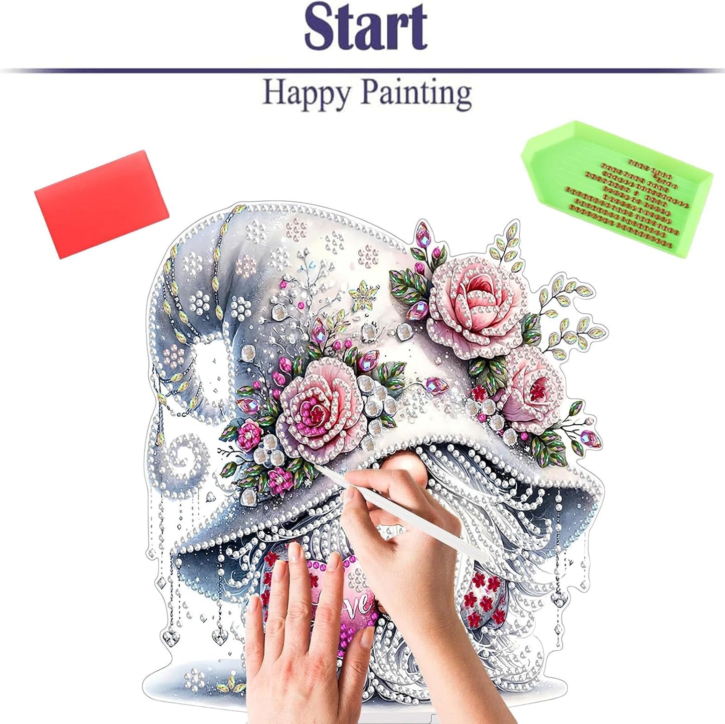 Diamond Painting Kits for Adults Beginners, 5D Full Drill Dwarf Love Crystal Art Desktop Ornament, DIY Single Sided Home Office Desk Decor, Creative Craft Gift Set with Tools