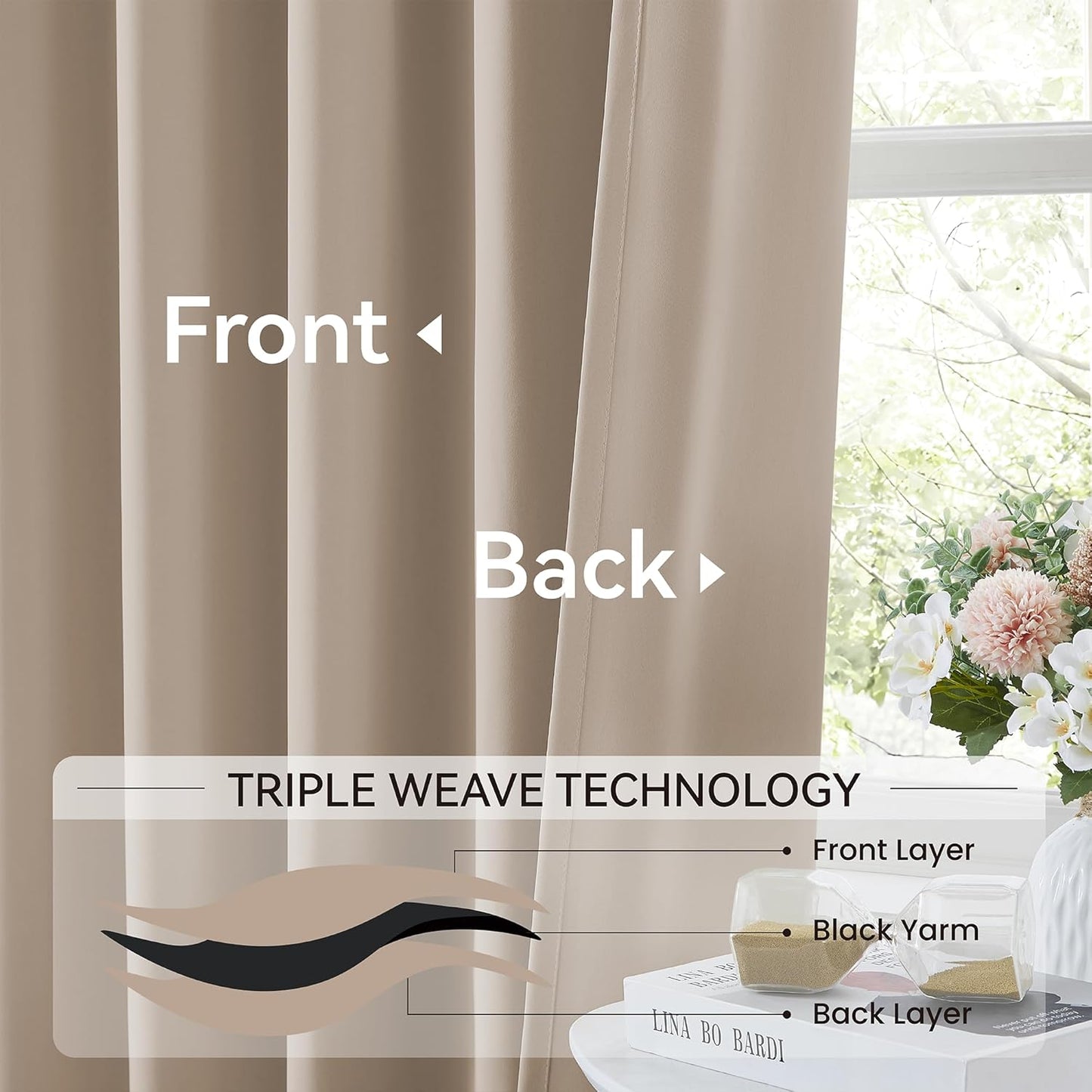 KangBang Pinch Pleated Blackout Curtains 84 Inch Length 2 Panels Set, Room Darkening Black Out Modern Thermal Window Treatments with Hooks for Bedroom Office,40”Wx84”L, Taupe