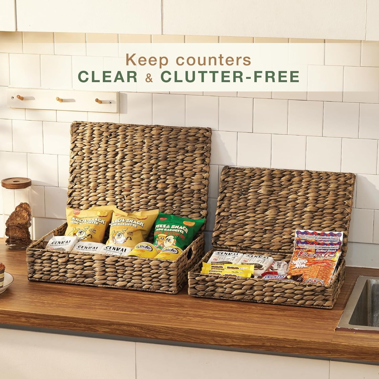 Set of 2 Decorative Storage Boxes With Lids for Home Decor, Shelves