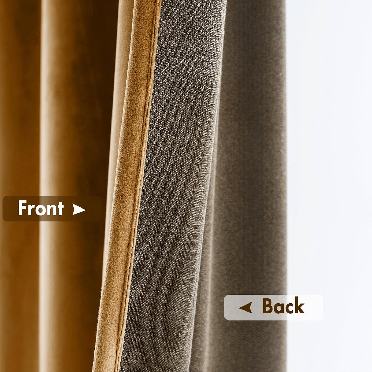 MIULEE Golden Brown Velvet Curtains Thermal Insulated Blackout Curtain Drapes for Bedroom Living Room Darkening 84 Inches Long Curtains Panels Rod Pocket Set of 2