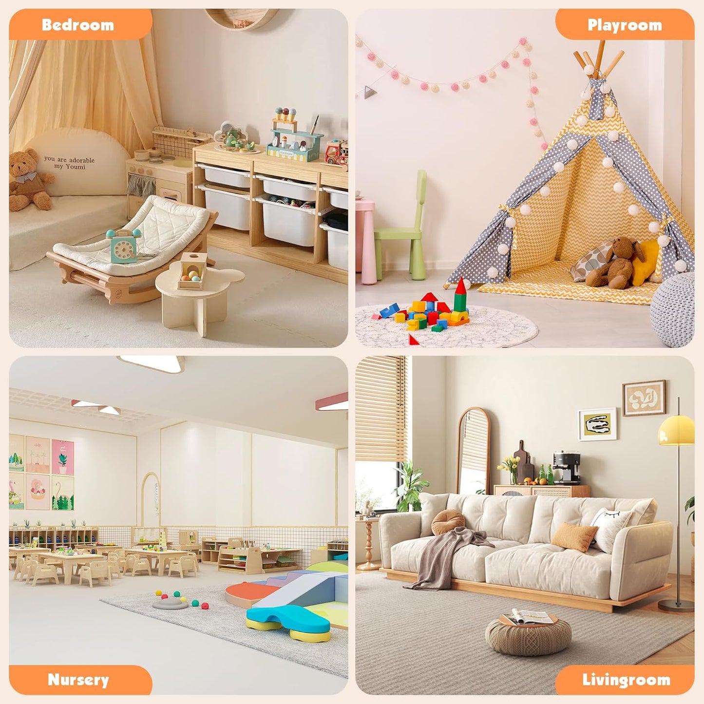 Kids Toy Storage Organizer with 3 Removable Plastic Bins Toddler Montessori Bookshelf with Stuffed Animal Net Holder Baby Bookcase Plush Organizer for Playroom, Bedroom,,Kids Room,Classroom,Nursery