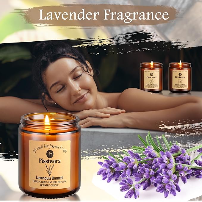 Scented Candle Set 4 Pack, Candle for Home Scented, Odor Eliminating, Stress Relief, 30oz, 220 Hours Long Lasting Soy Wax Gift Set for Women