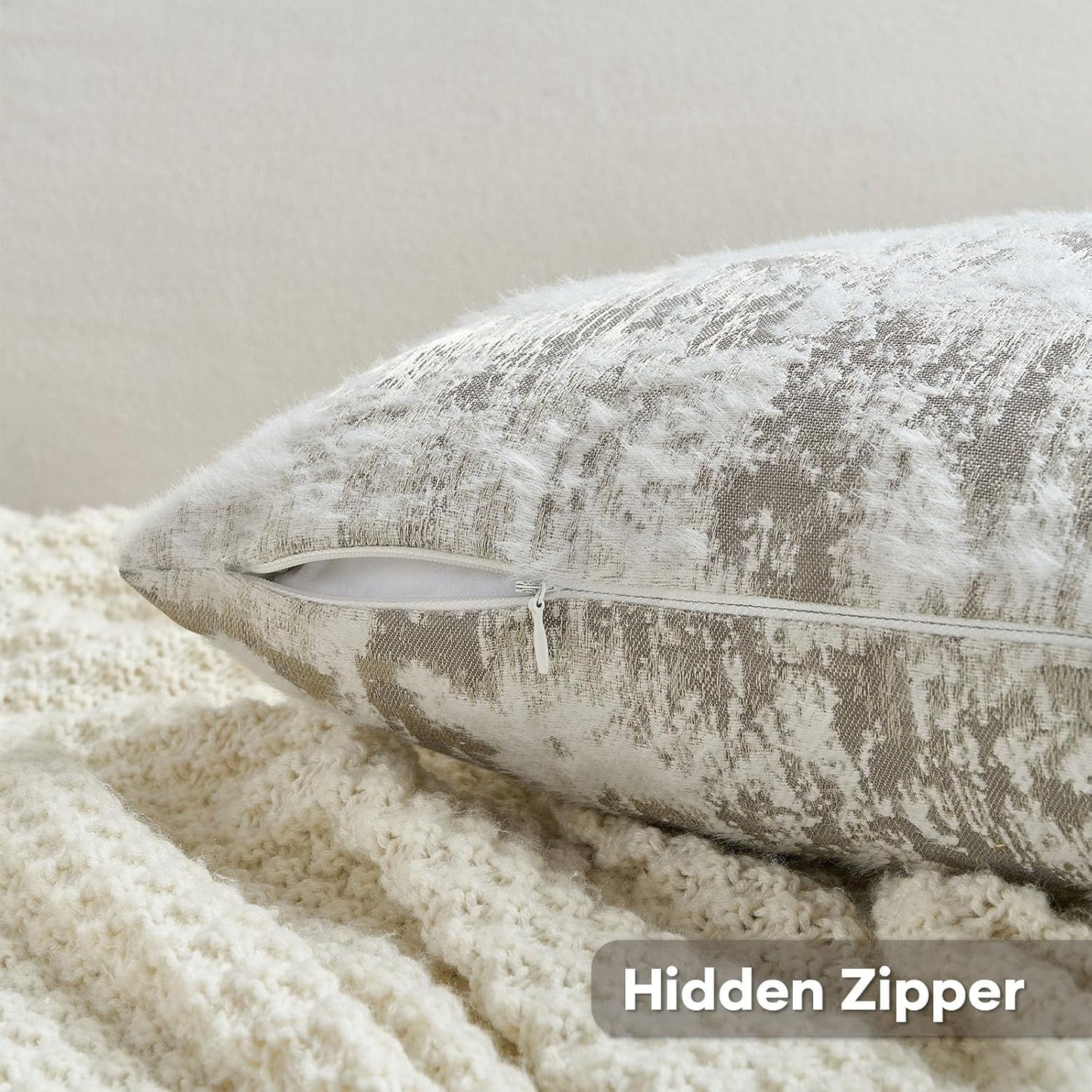 FUTEI Grey White Decorative Throw Pillow Covers 20x20 Inch Set of 2,Soft Faux Cashmere Jacquard - Textured & Cozy Cushion Case,Modern Home Decor for Couch Bed Living Room