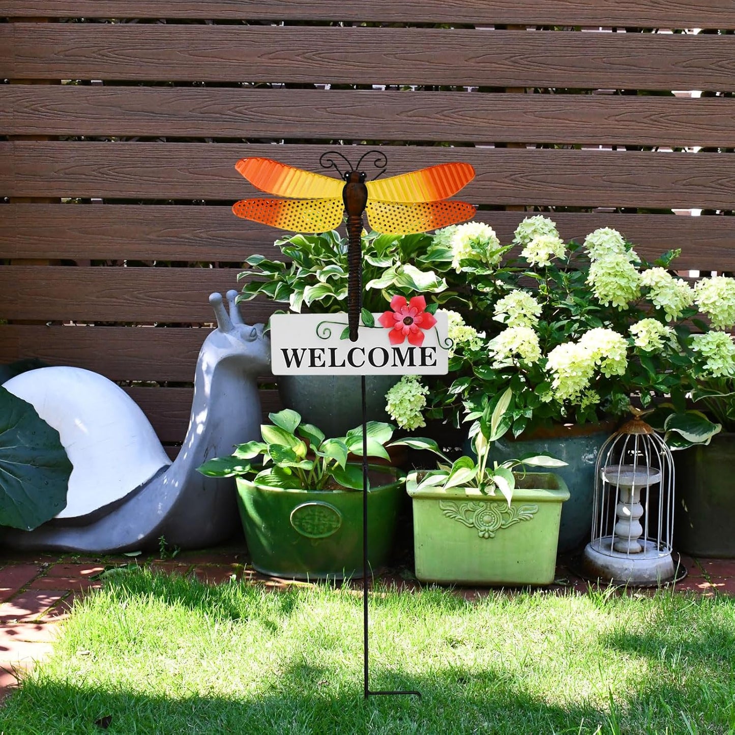 Veclotch Metal Butterfly Garden Stake,Rustic Butterfly Decorative Yard Stakes Metal Yard Art Ornaments Welcome Sign Outdoor Spring Garden Decor Patio Lawn Porch Pathway Decor (Dragonfly)