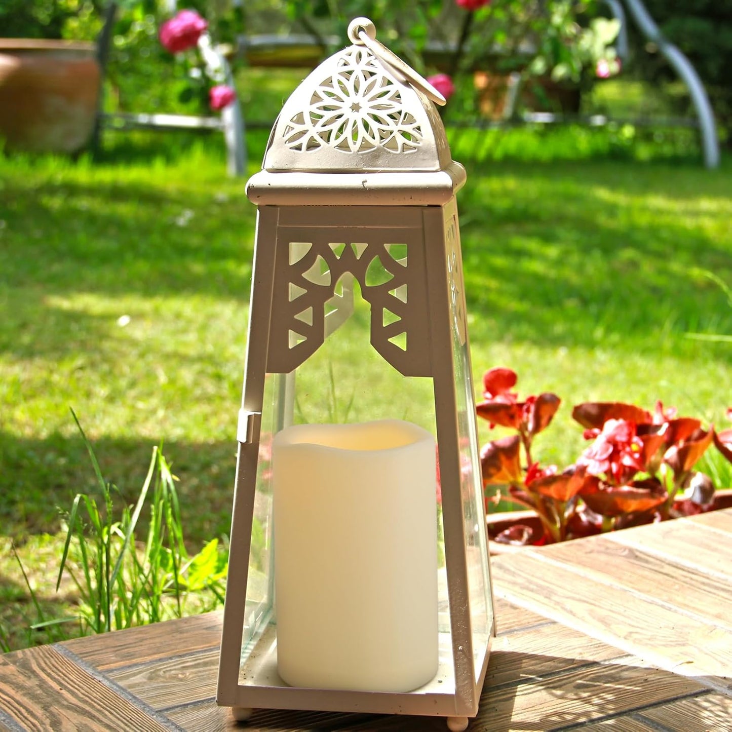 4" x 6" Large Outdoor Flameless Candles with Remote and Timer, Battery Operated Flickering LED Pillar Candles for Patio, Porch, Lantern, Ivory, Plastic, Pack of 1