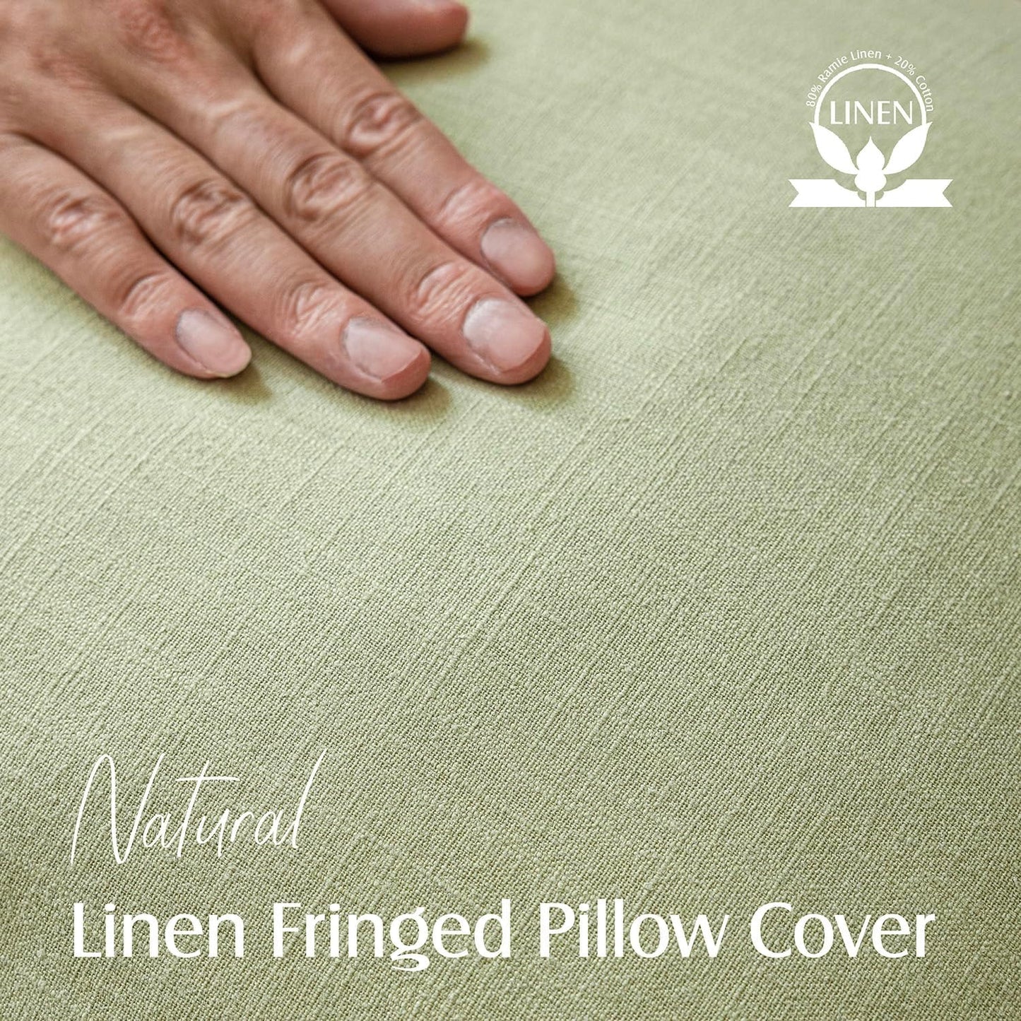 Foindtower Set of 2 Decorative Linen Fringe Throw Pillow Covers Farmhouse Cushion Cover with Tassels Lumbar Accent Pillowcase for Couch Bed Living Room Home Bedroom Decor,12×24 Inch,Light Sage Green