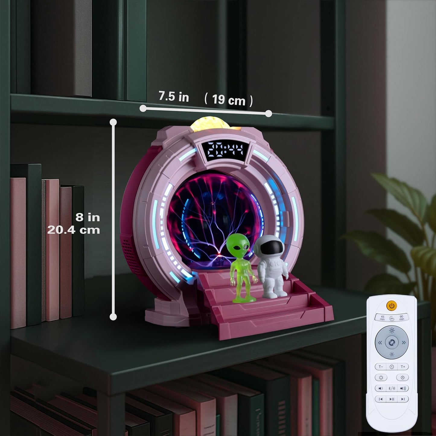 Plasma Ball Night Light,Space Girl's Room Party Aurora Projector LED Alien Veins Lamp,White Noise,Clock,Remote Control,Bluetooth Speaker,Adults,Kids' Room Decor Lamps,Christmas,Birthday Gift(Pink)