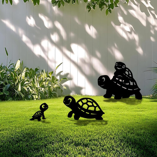 3 Pack Turtle Metal Garden Decorative Stakes, Weather Proof Silhouette Statues for Yard, Patio,Outdoor Decor for Turtle Lovers and Pet Owners
