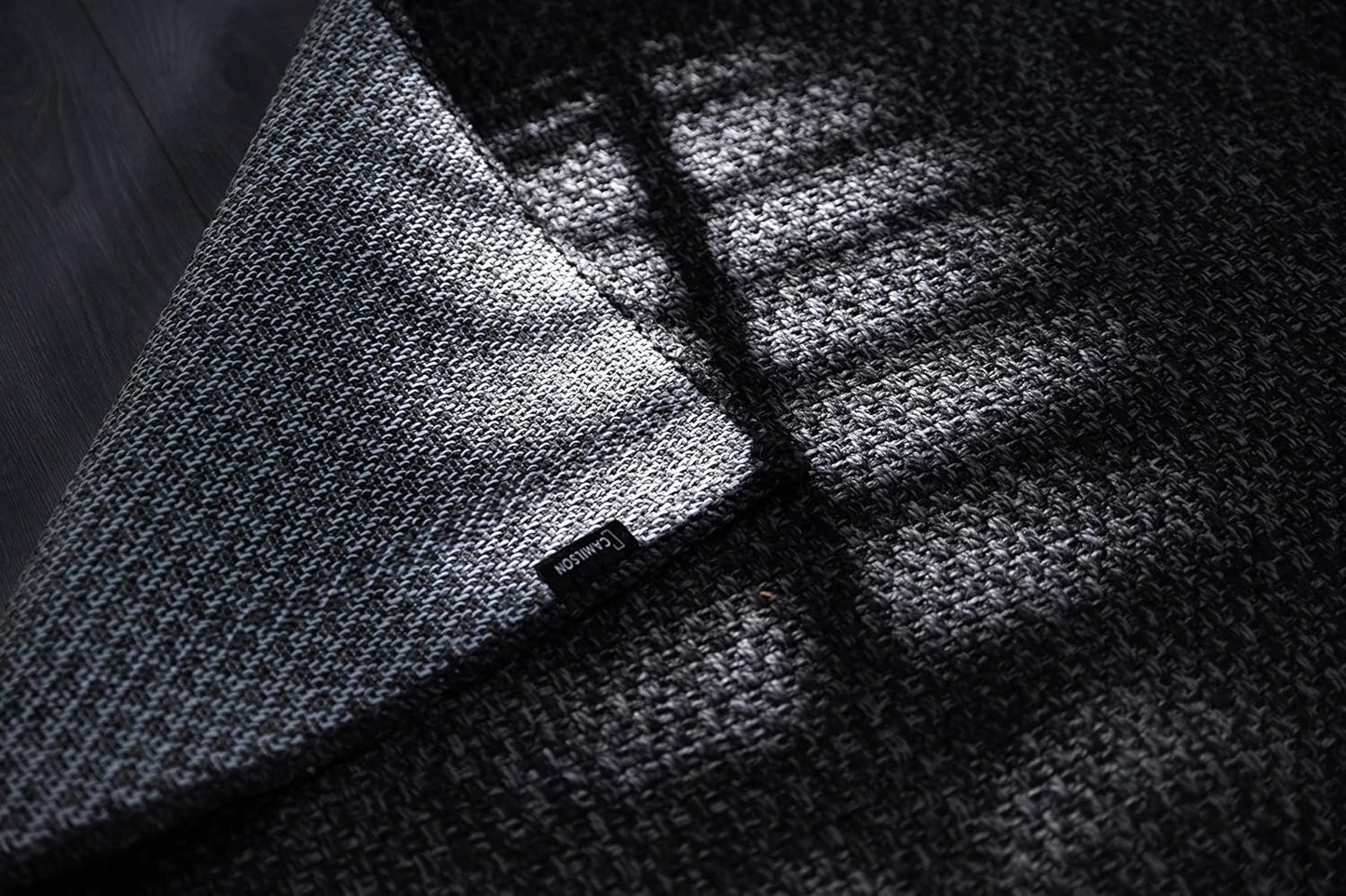 CAMILSON Easy Jute Rug 6x9, Indoor Outdoor Dark Gray Black Farmhouse Area Rugs for Living Room Patio and Kitchen Rug, Solid Boho Woven Design, Easy-Cleaning, Washable Outside Carpet Alfombras (6 x 9)