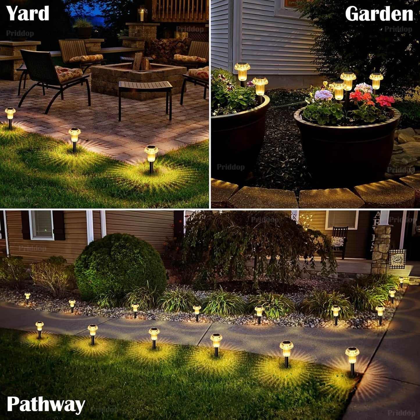 Solar Lights Outdoor Pathway Waterproof 8 Pack Warm White LED Acrylic Mushroom Decorative Garden Lights for Yard Landscape Patio Outside Decor