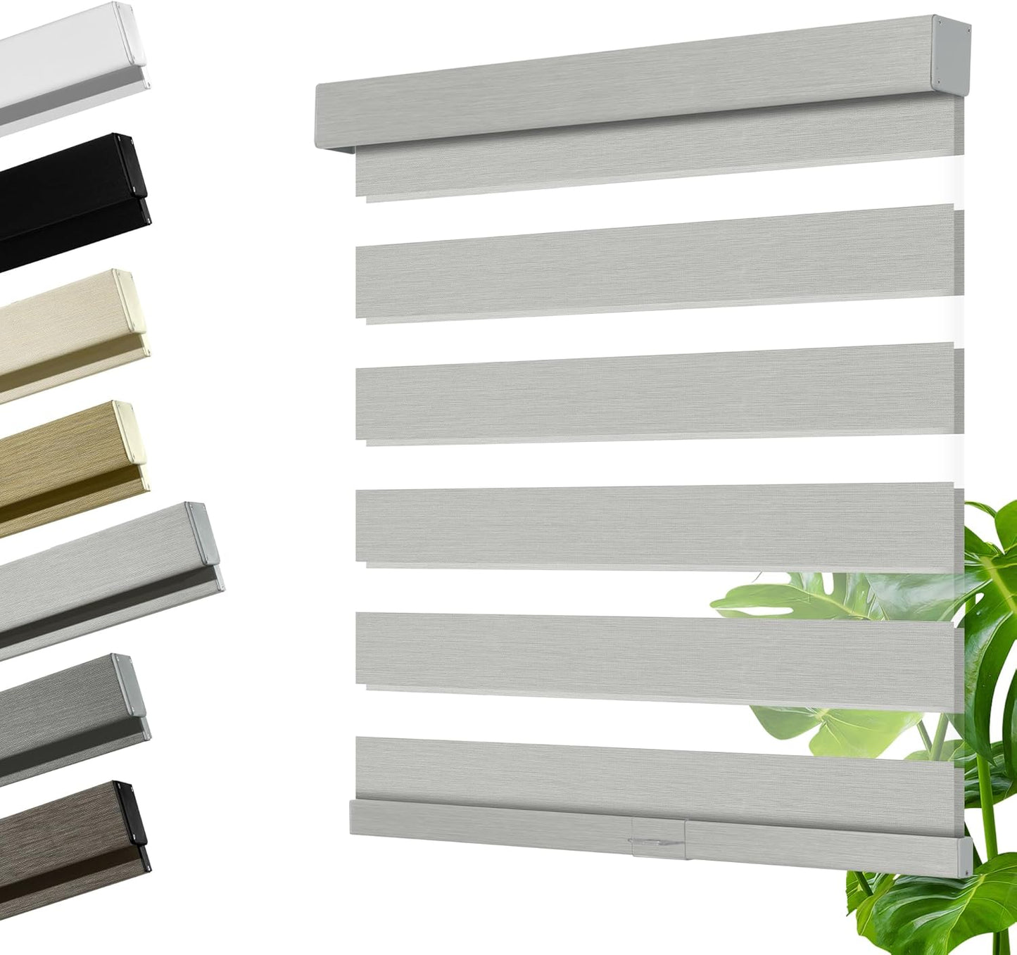 Cordless Zebra Blinds for Windows, Blackout Interior Blinds,Easy to Install,UV Protection,for Offices and Home,Custom Roller Shades, Mousse Light Grey,79" W x 48" H