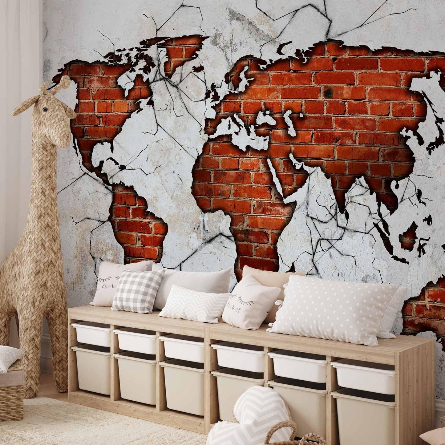artgeist Wall Mural World Map 197x138 in - XXL Non-Woven Wallpaper Fleece Wall Decor Photo Print Picture Image Design Map of The World k-A-0495-a-a
