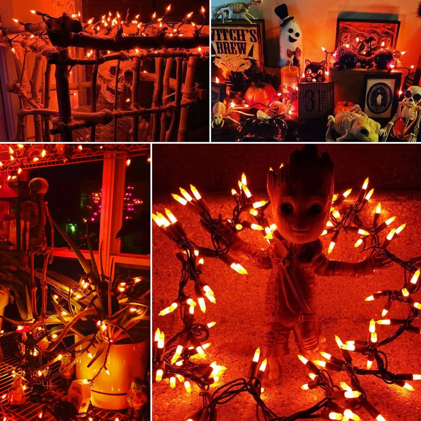 Brizled Orange Halloween Lights, 21.3ft 100-ct Incandescent String Lights Connectable, UL Certified, Black Wire Mini Light Set for Indoor & Outdoor Decorations, Holiday, Christmas