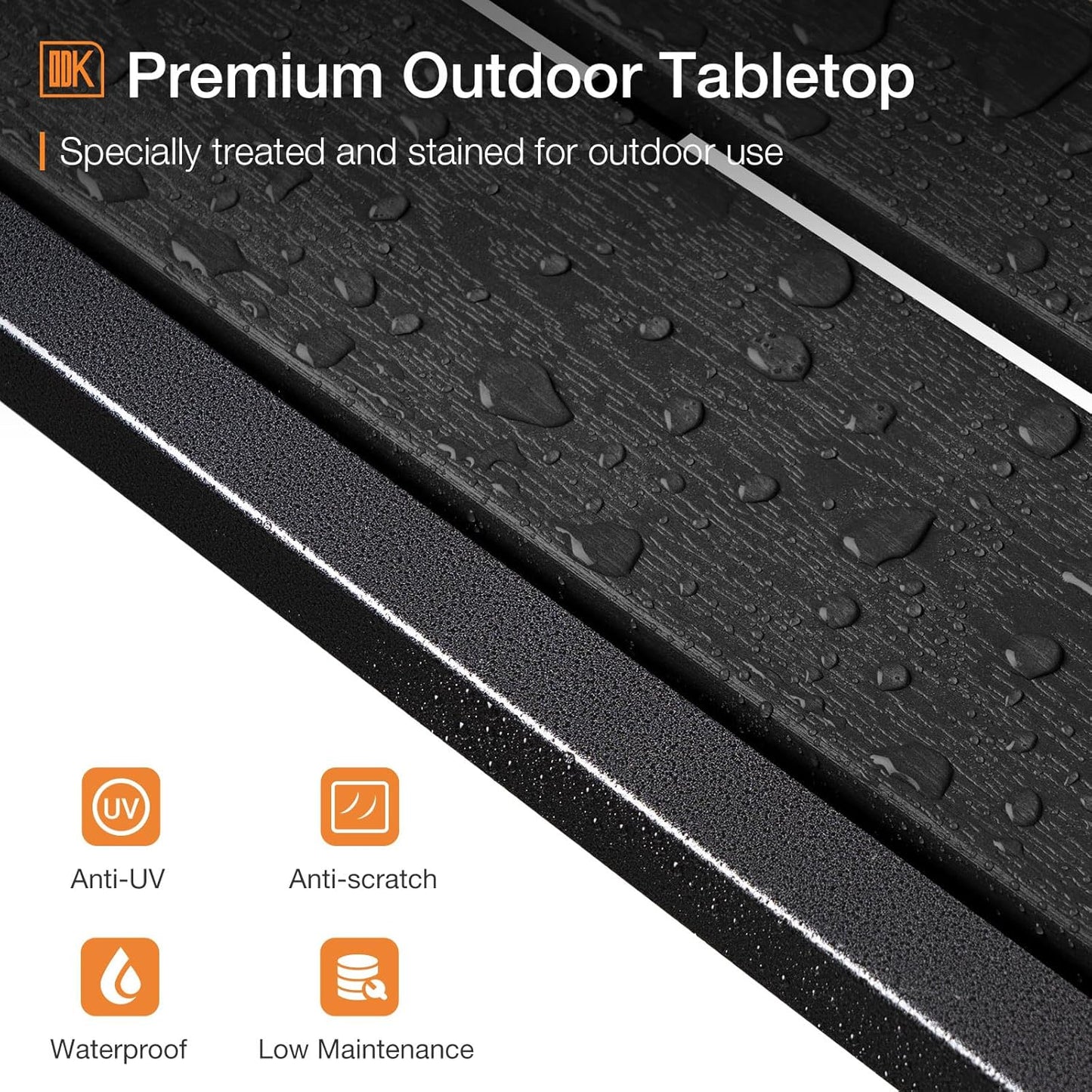 ODK 55 Inch Outdoor Bar Table, Patio Counter Bar Height Table with Weather Resistant Waterproof Top for Garden, Hot Tub, Yard, Balcony, Poolside, Indoor (Black)