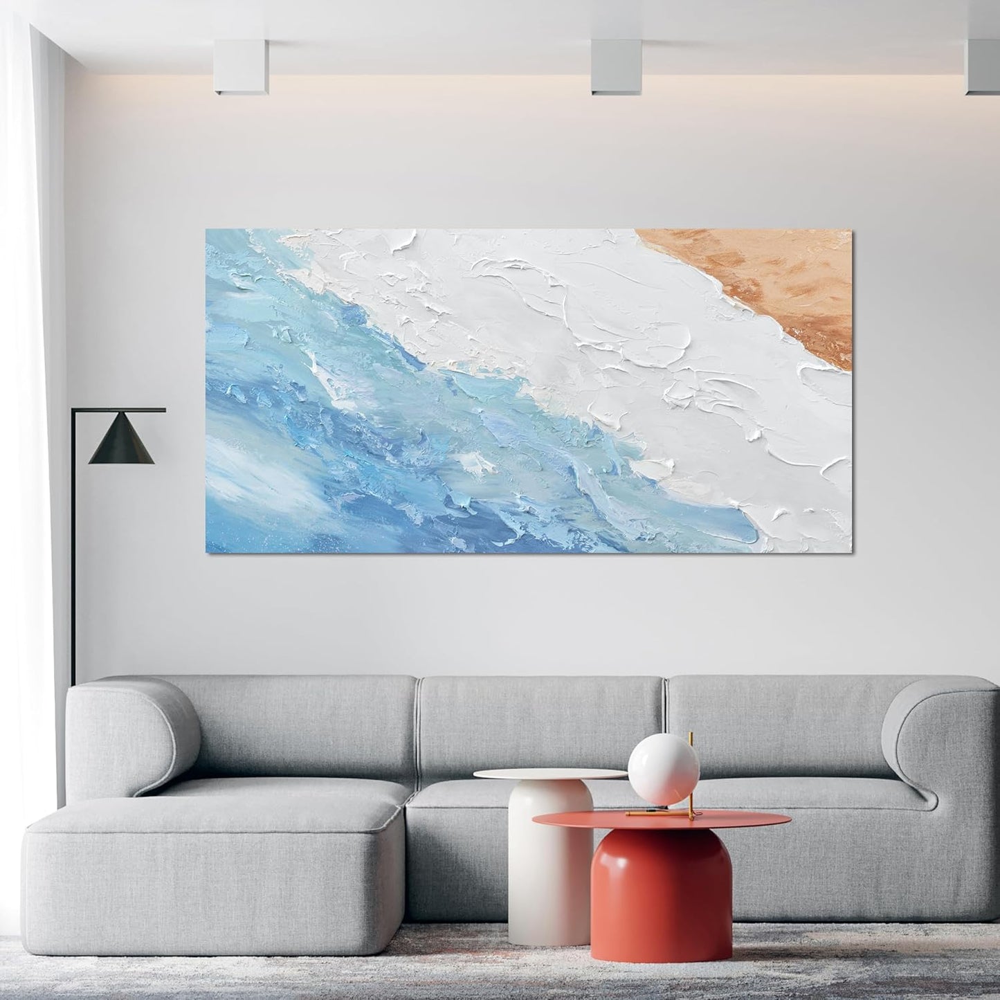 Canvas Wall Art Decor Abstract Canvas Art Wall Decor Wall Pictures for Living Room Modern Abstract Wall Art Prints White Blue Wall Art Decorations Artwork for Walls Bedroom Office Wall Art Decor 20" X 40"