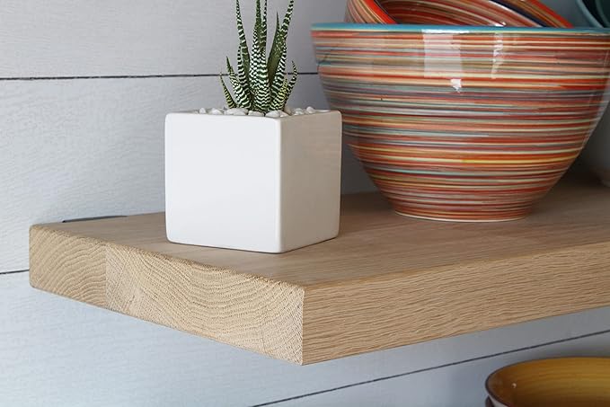 Urban Legacy Unfinished White Oak Deep Floating Shelves | Easy to Install Accent Modern Floating Shelves with Floating Shelf Brackets| Set of 2 (36" x 11" x 2")