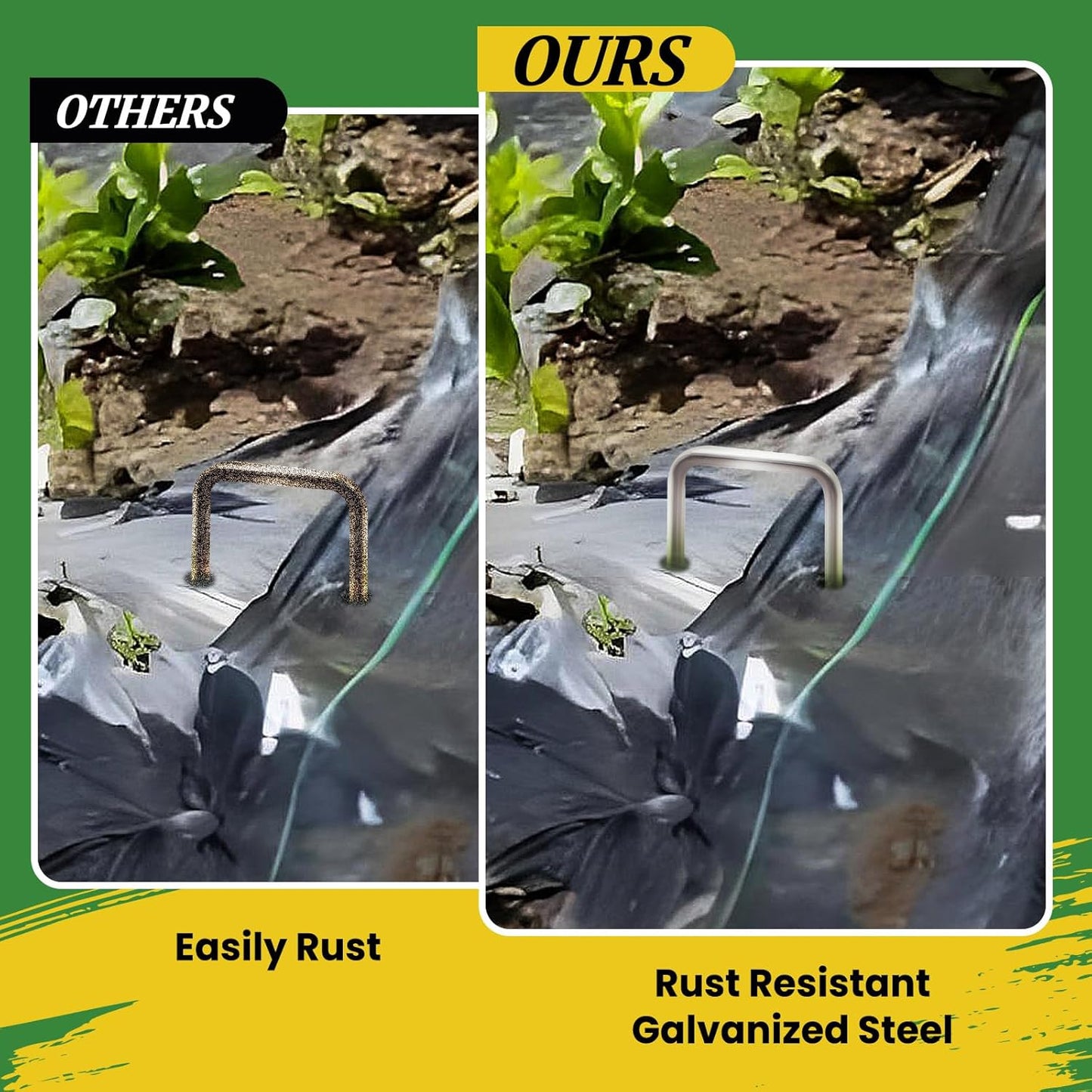 Landscape Staples 6 Inch 120 Pack, Garden Stakes Galvanized Garden Staples 11 Gauge, Plant Cover Stakes for Lawn Weed Barrier