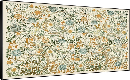 SIGNWIN 36"x72" Extra Large Framed Wall Art Vintage Botanical Floral with Golden and Teal Leaves, Elegant Nature Illustration for Home Living Room Bedroom Decor (Frame Assembly Required)