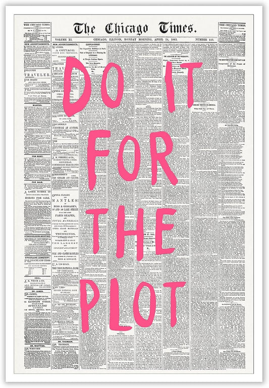 Liyark Retro Black And White Chicago Newspaper Poster Pink Trendy Preppy Apartment Art Motivational Affirmation Do It For The Plot Prints For Home Bedroom Living Room Wall Decor 16x24in Unframed