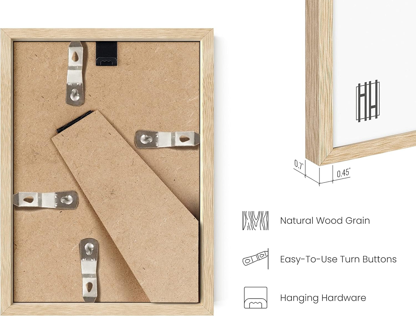 HAUS & HUES Solid Oak Wall or Tabletop Frame Set - Beige Gallery Frame With 4x6 Frames
