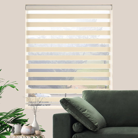 Zebra Blinds Window Blind Zebra Shade Blinds for Windows Roller Sheer Shades Privacy Light Filtering Shades for Home Kitchen Bathroom (Width 53'' X Height 72'' Cream)