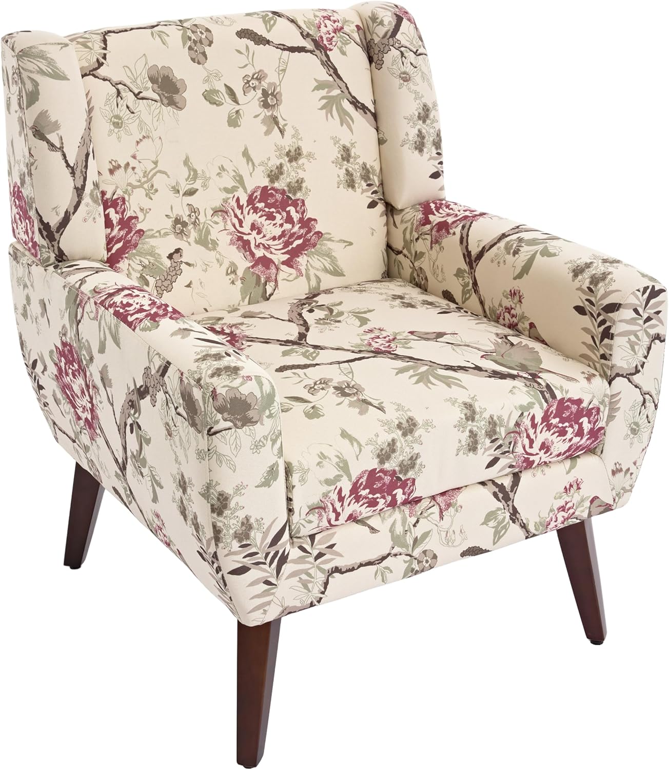 UIXE Floral Accent Chair, Modern Upholstered Armchair in Fabric for Living Room, Comfy Club Arm Chairs Single Sofa Button Tufted Bedroom Reading Seat - Pattern Floral, Set of 2