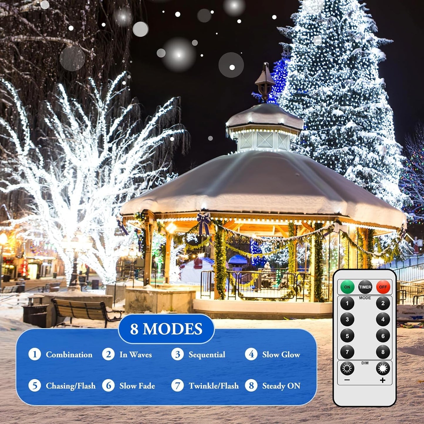 4 Pack 100 LED Fairy Lights Battery Operated with Timer & Remote, 33FT Waterproof Twinkle Lights Indoor Outdoor, Fairy String lights for Bedroom Classroom DIY Wedding Christmas Decorations, Cool White