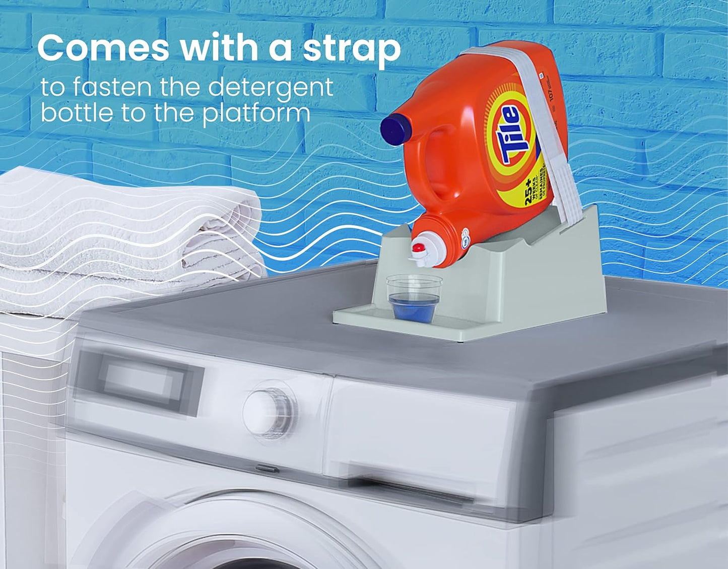 TidyFriend Laundry Detergent Holder Stand Organizer with Drip Tray, 2 Pack Laundry Soap Holder with Non-Slip Rubber Feet for Washing Space Organization, Angled Downward Slope for Easy Pouring (Blue)