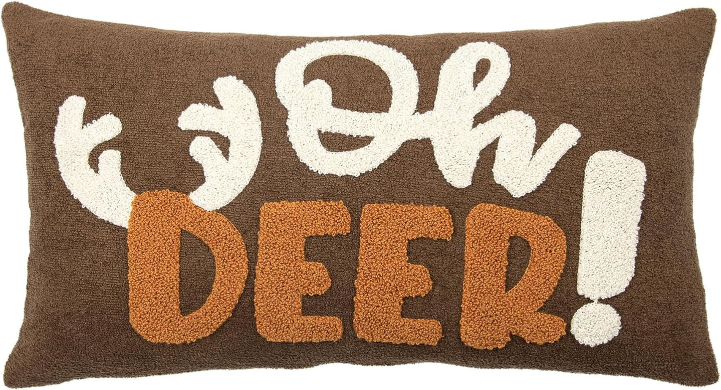 Embroidered Deer Christmas Pillow Covers 12x20, Cute Embroidered Throw Pillow Covers Christmas Decorations Holiday Pillows for Home Couch,Brown/Pumpkin