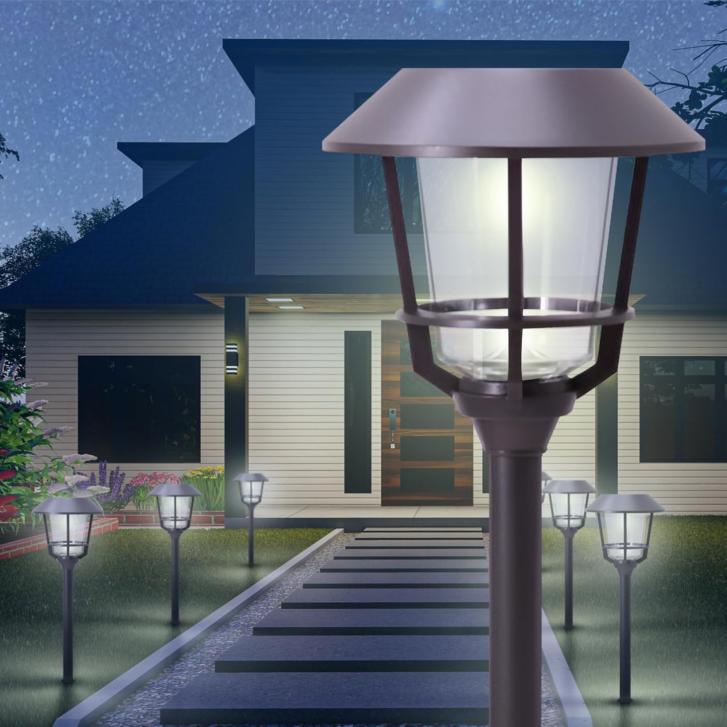 Solar LED Path Lights 4 Pack – 12 Lumens, Warm White, Oil-Rubbed Bronze, Solar Powered, Stainless Steel, Weather-Resistant for Garden, Walkway, Patio