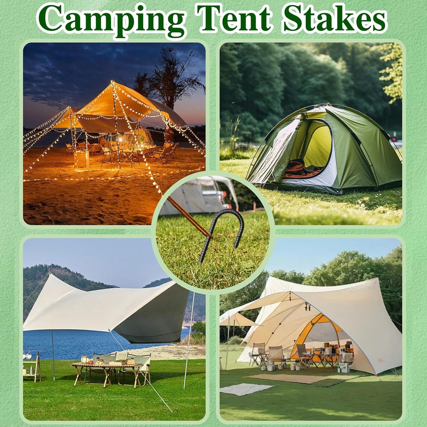 16 Inch Rebar Stakes J Hook 26 Pack Ground Stakes Heavy Duty Tent Stakes with Chisel Point End Chain Link Fence Stakes Galvanized Steel Ground Anchors Metal Spikes Black Coated