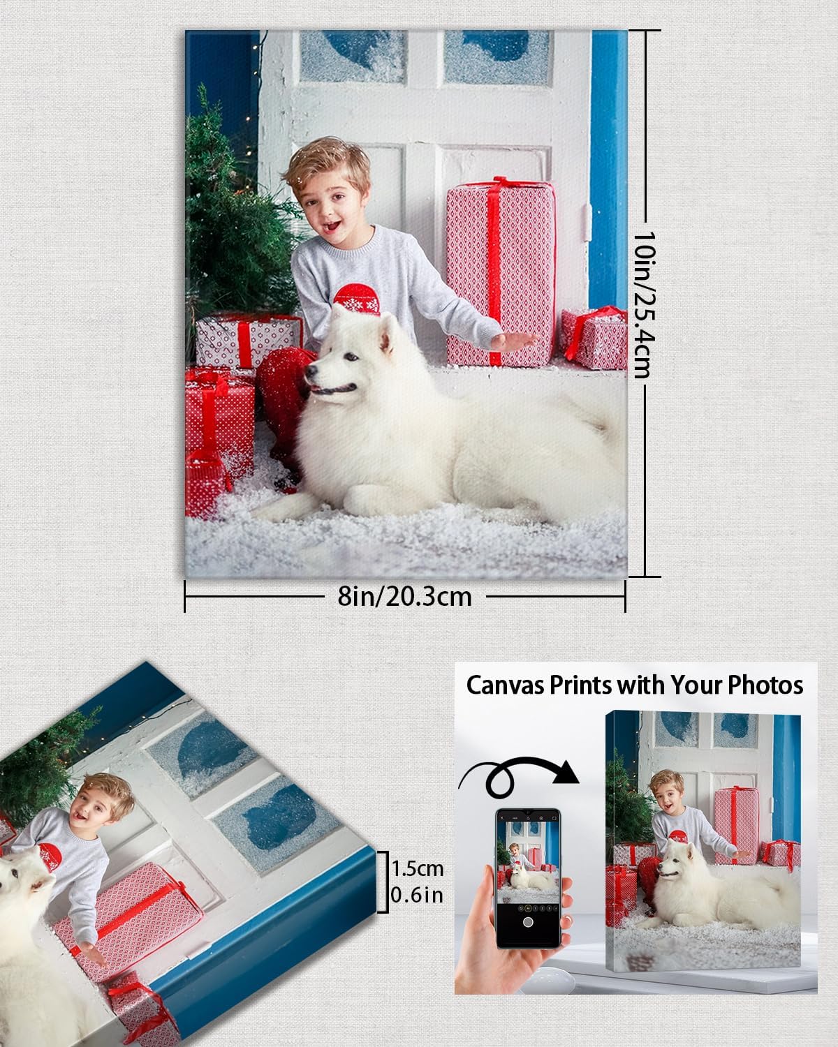 AbcCustomize Canvas Prints with Your Photos, Custom Canvas for Living Room and Bedroom Decor, Personalized gifts for Friends Lover and Family, Canvas Wall Art for Gifts & Keepsakes, Ready to Hang