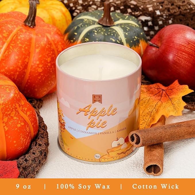Set of 6 Fall Scented Candles 9 oz Aromatherapy Non Toxic Soy Wax Birthday Candles for Halloween Christmas Easter, Birthday Gifts for Women Men Back to School Gifts for Students, 6 Warmful Scents